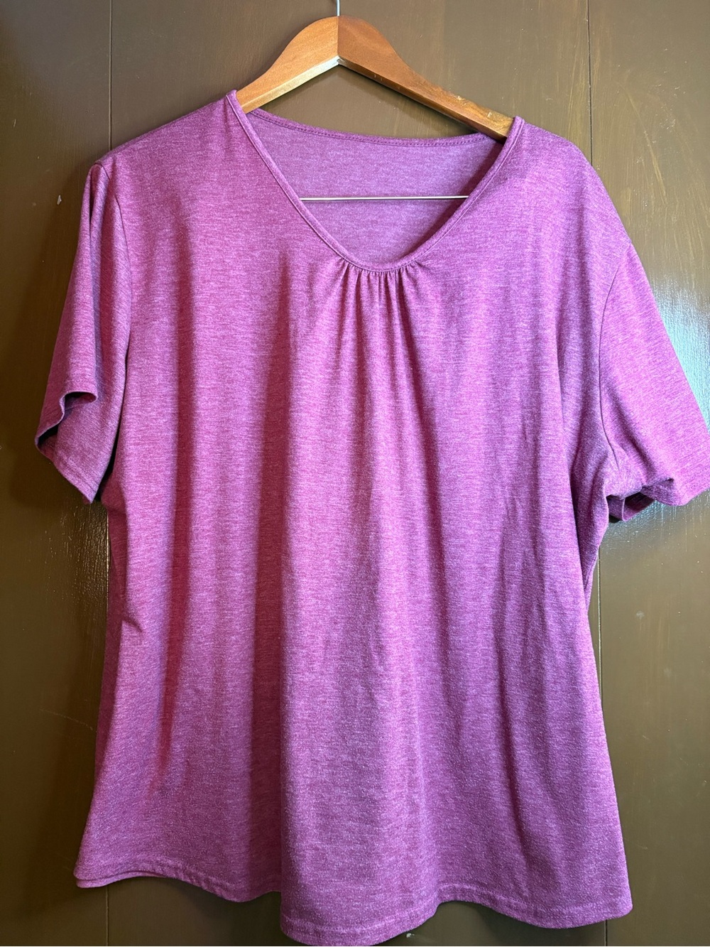 Women's Burgandy Short-Sleeve Scoop Neck Top